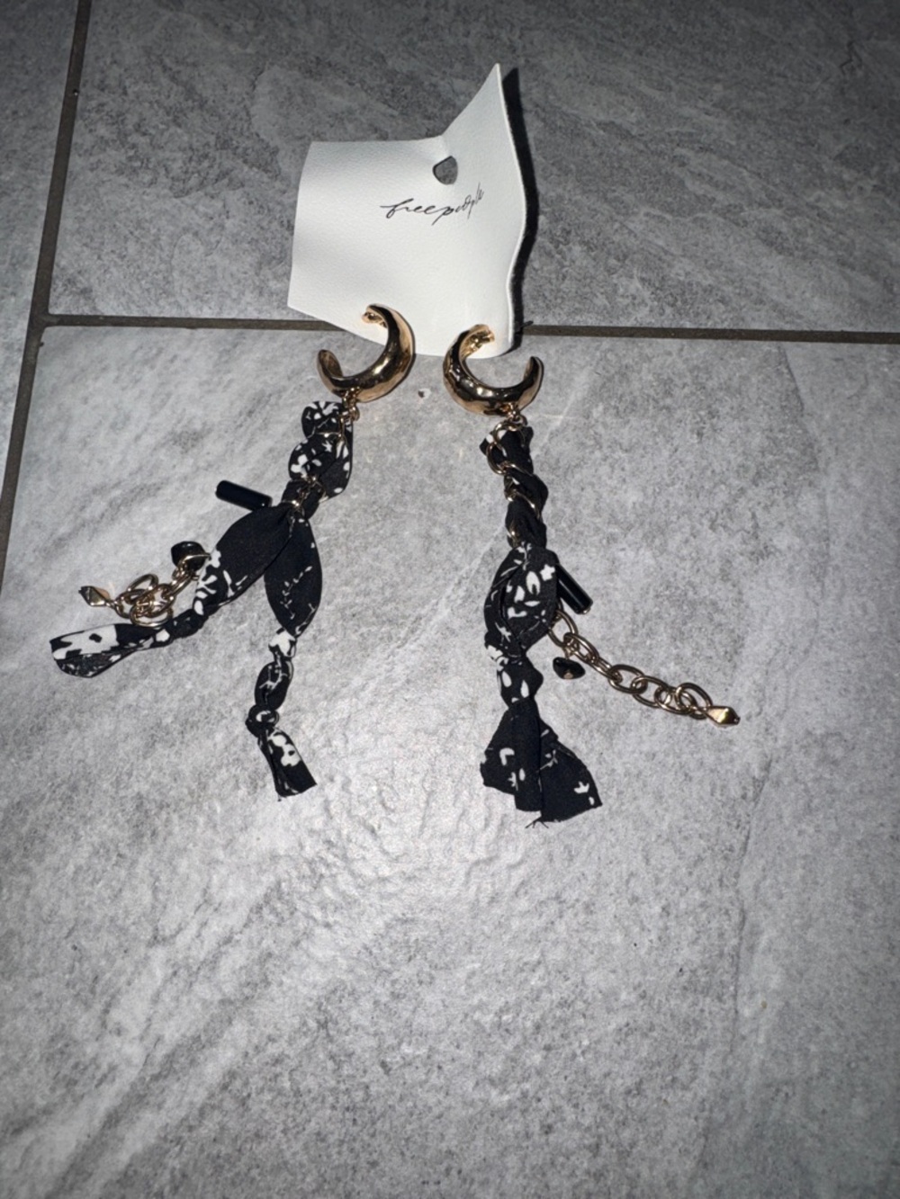 SALE SALE SALE - Free People Black & White Tassel Drop Earrings